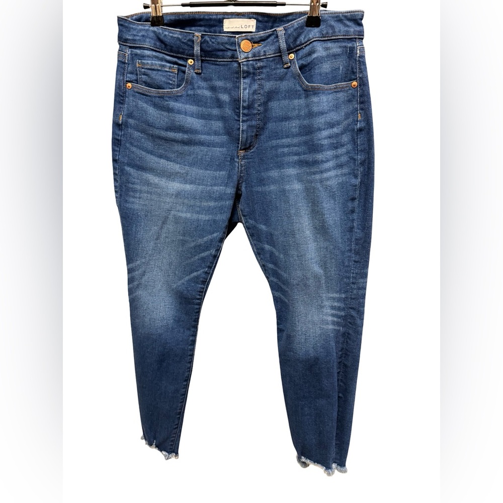 Loft Curvy High-Rise Ankle Jeans in Dark Blue
